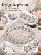 Premium Silver Rutilated Quartz Beaded Bracelet | Hand-Polished Natural Gemstone Jewelry for Wisdom & Confidence