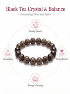 Premium Smoky Quartz Beaded Bracelet | Hand-Polished Natural Gemstone Jewelry for Mindfulness & Clarity