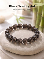 Premium Smoky Quartz Beaded Bracelet | Hand-Polished Natural Gemstone Jewelry for Mindfulness & Clarity