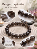 Premium Smoky Quartz Beaded Bracelet | Hand-Polished Natural Gemstone Jewelry for Mindfulness & Clarity