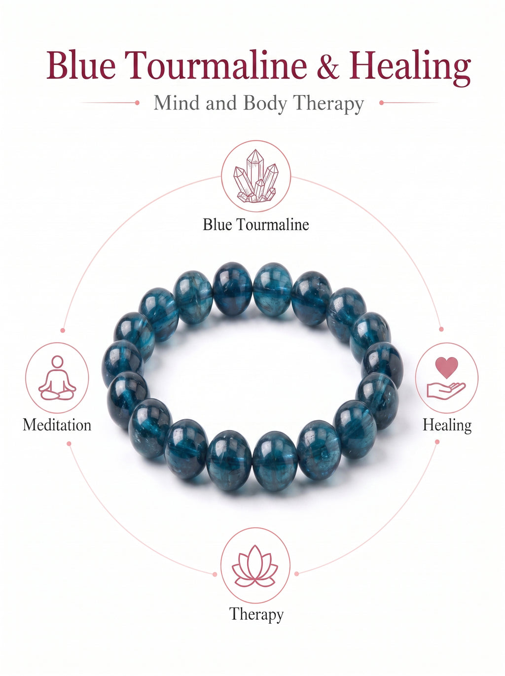 Premium Indicolite Blue Tourmaline Bracelet | Hand-Polished Natural Gemstone Jewelry for Wisdom & Confidence