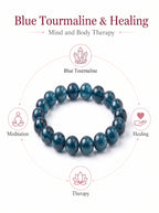 Premium Indicolite Blue Tourmaline Bracelet | Hand-Polished Natural Gemstone Jewelry for Wisdom & Confidence