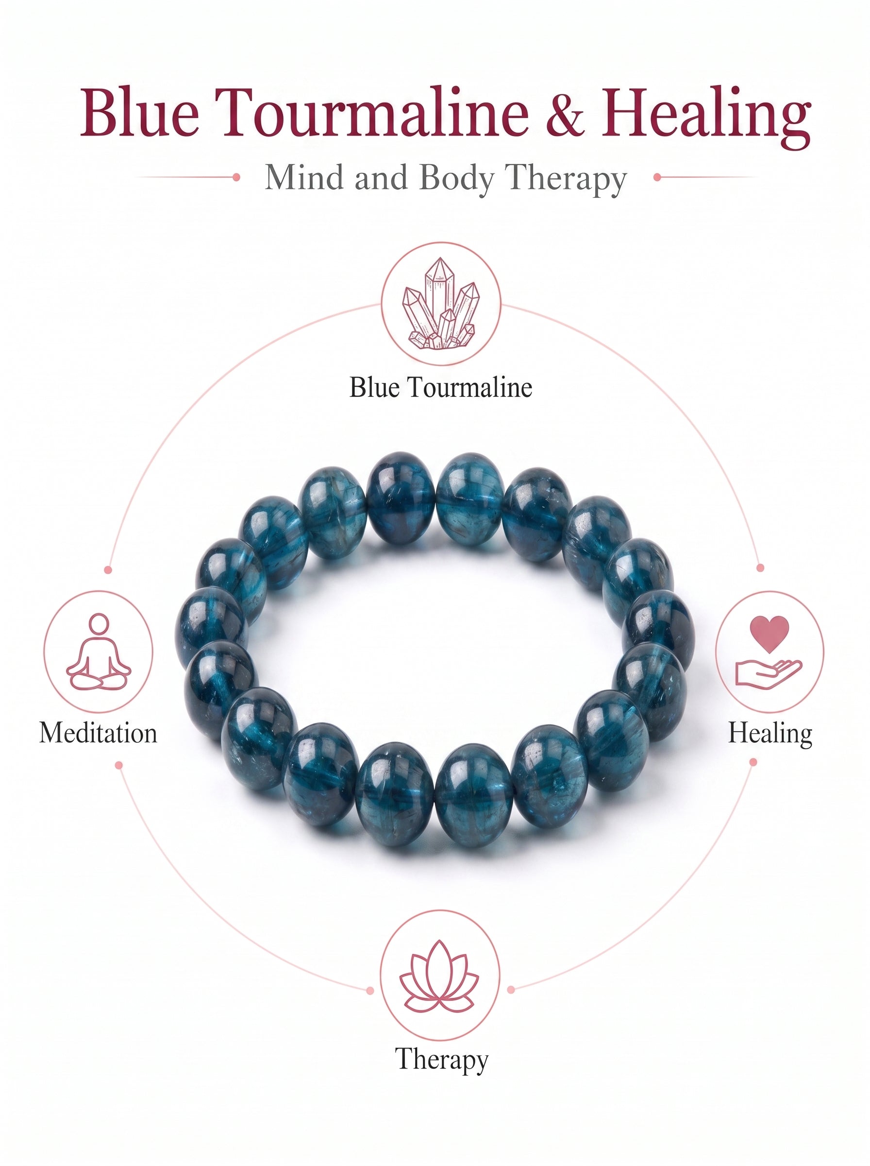 Premium Indicolite Blue Tourmaline Bracelet | Hand-Polished Natural Gemstone Jewelry for Wisdom & Confidence