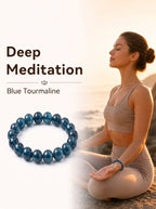 Premium Indicolite Blue Tourmaline Bracelet | Hand-Polished Natural Gemstone Jewelry for Wisdom & Confidence