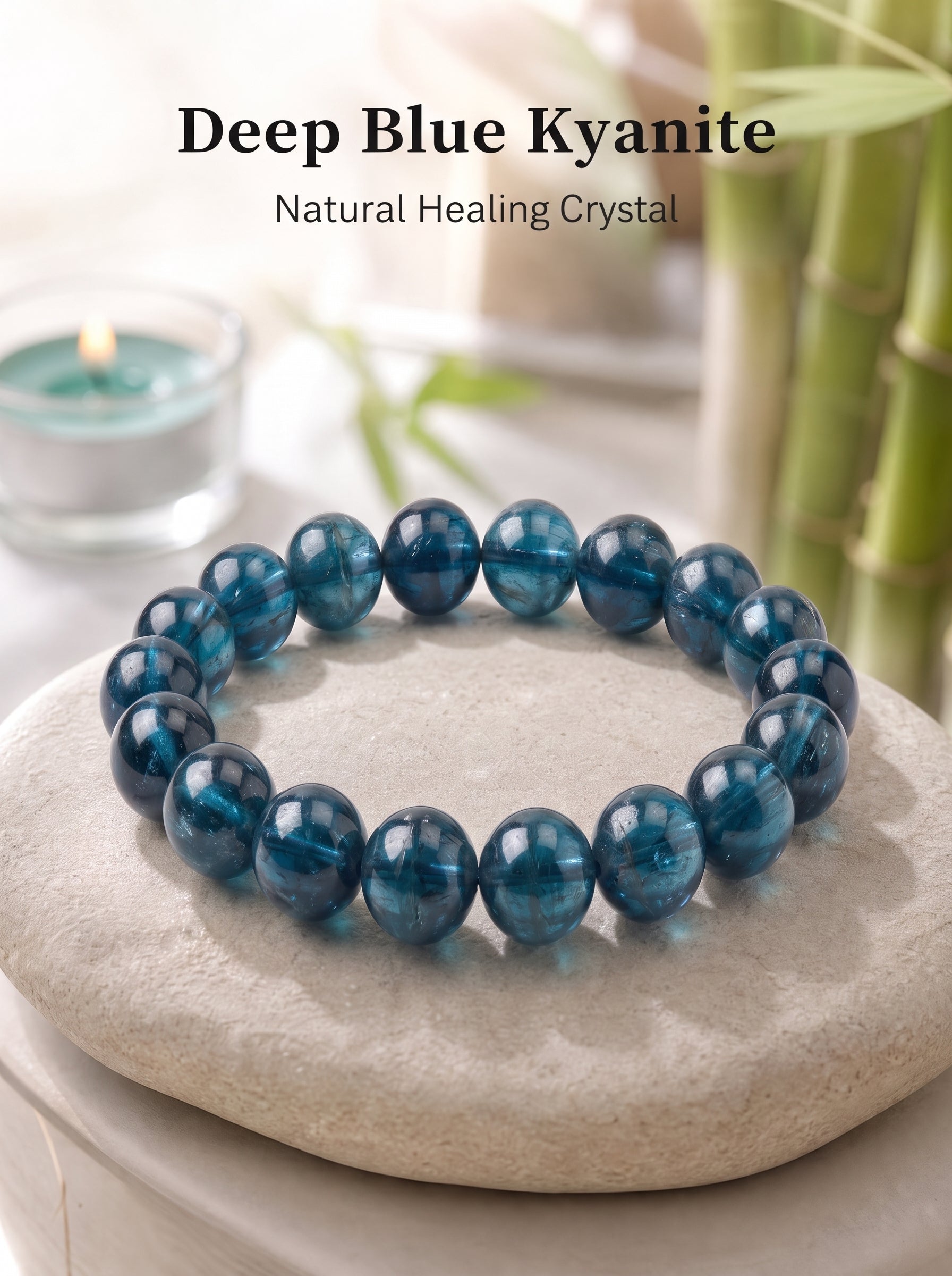 Premium Indicolite Blue Tourmaline Bracelet | Hand-Polished Natural Gemstone Jewelry for Wisdom & Confidence