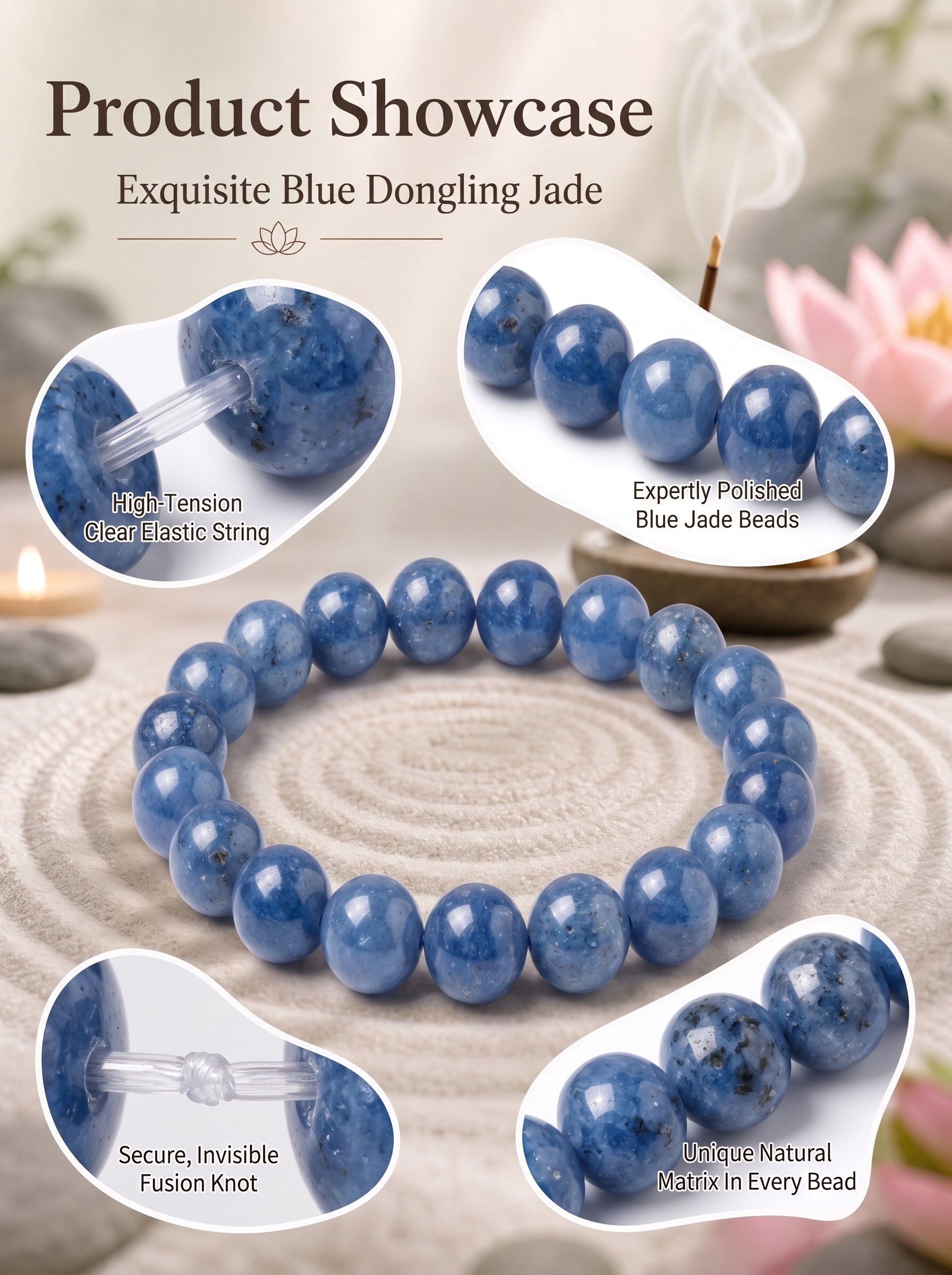 Premium Blue Aventurine Beaded Bracelet | Hand-Polished Natural Gemstone Jewelry for Inner Peace & Focus