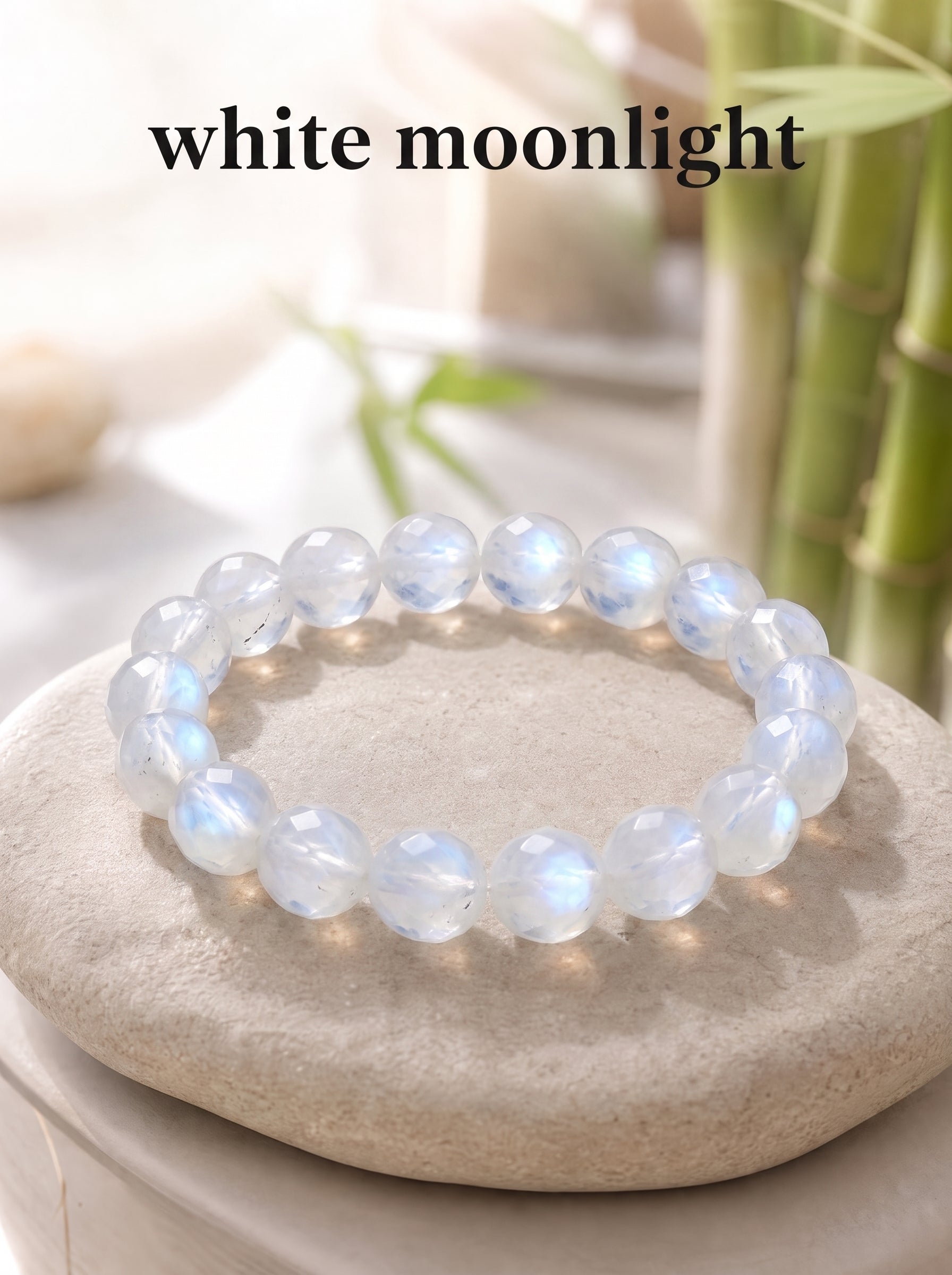 Premium White Moonstone Beaded Bracelet | Hand-Polished Natural Gemstone Jewelry for Clarity & Grace
