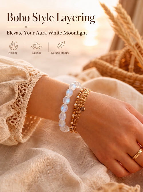 Premium White Moonstone Beaded Bracelet | Hand-Polished Natural Gemstone Jewelry for Clarity & Grace