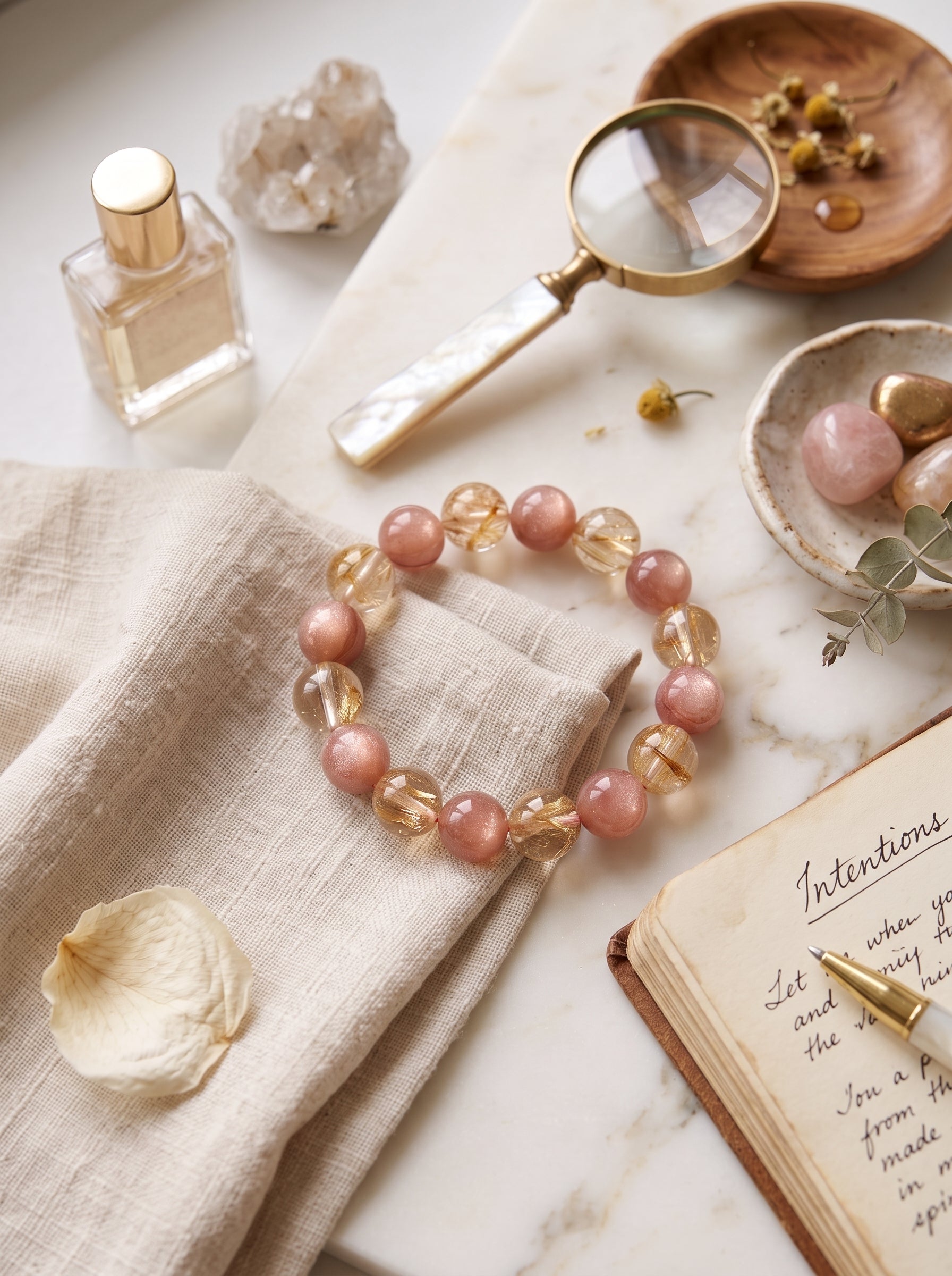 "Foil Koi" Premium Full-Inclusion Fire Quartz & Lepidolite Bracelet: Heart & Solar Plexus Alignment, Dissolve Executive Anxiety & Manifest Asymmetric Wealth Turnarounds