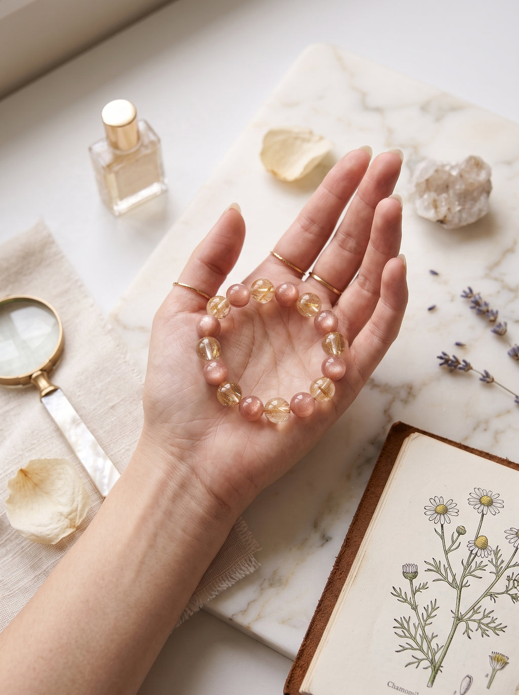 "Foil Koi" Premium Full-Inclusion Fire Quartz & Lepidolite Bracelet: Heart & Solar Plexus Alignment, Dissolve Executive Anxiety & Manifest Asymmetric Wealth Turnarounds