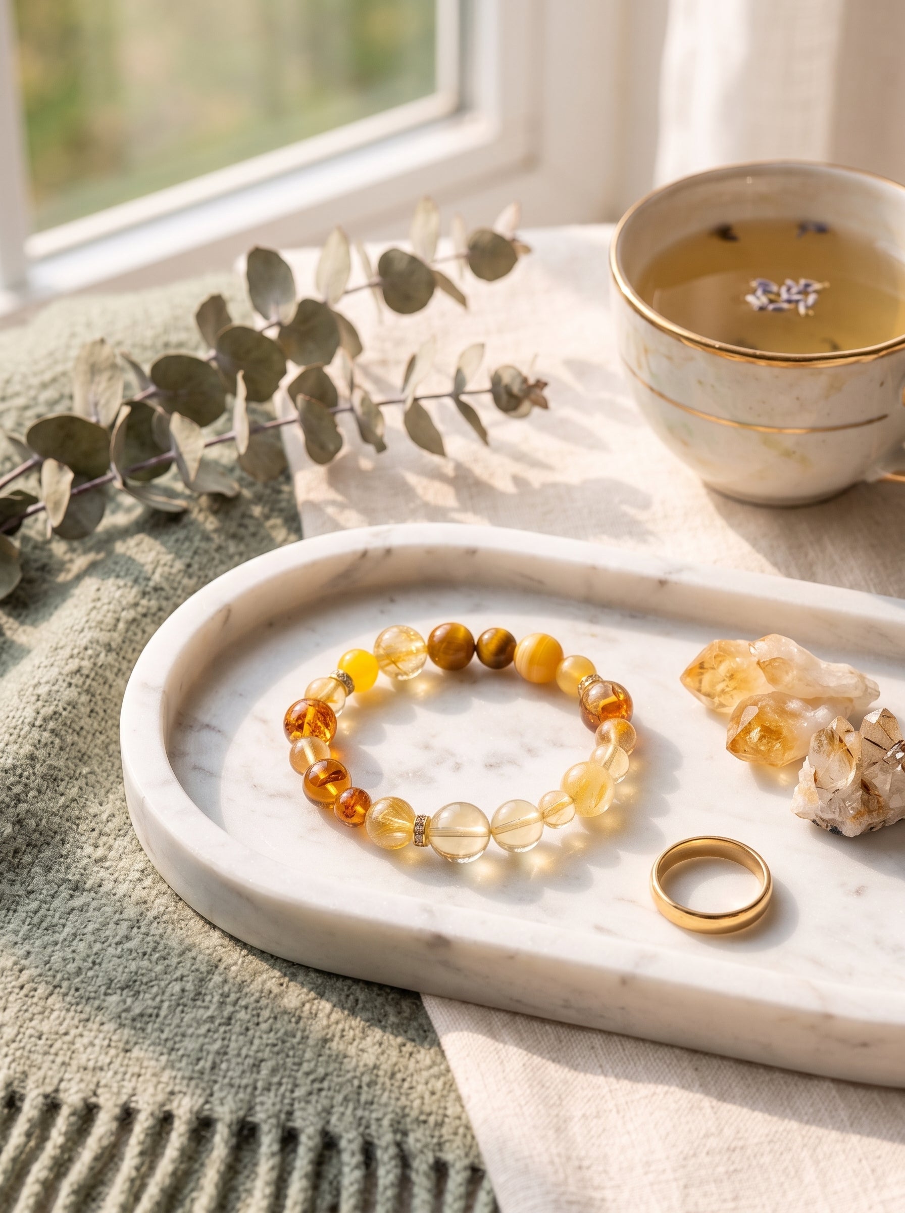 "Five Elements: Earth" Natural Citrine Bracelet: Stimulate Solar Plexus Abundance, Eradicate Scarcity Fear & Master Precision Investment