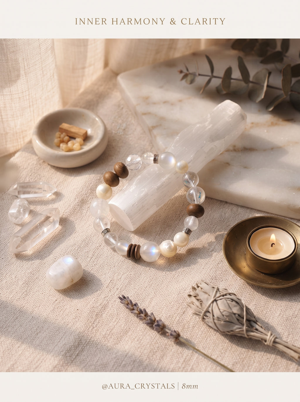 "Five Elements: Metal" Premium Azeztulite White Quartz Bracelet: Intercept Digital Static, Purify Aura Leakage & Guarantee Executive Security