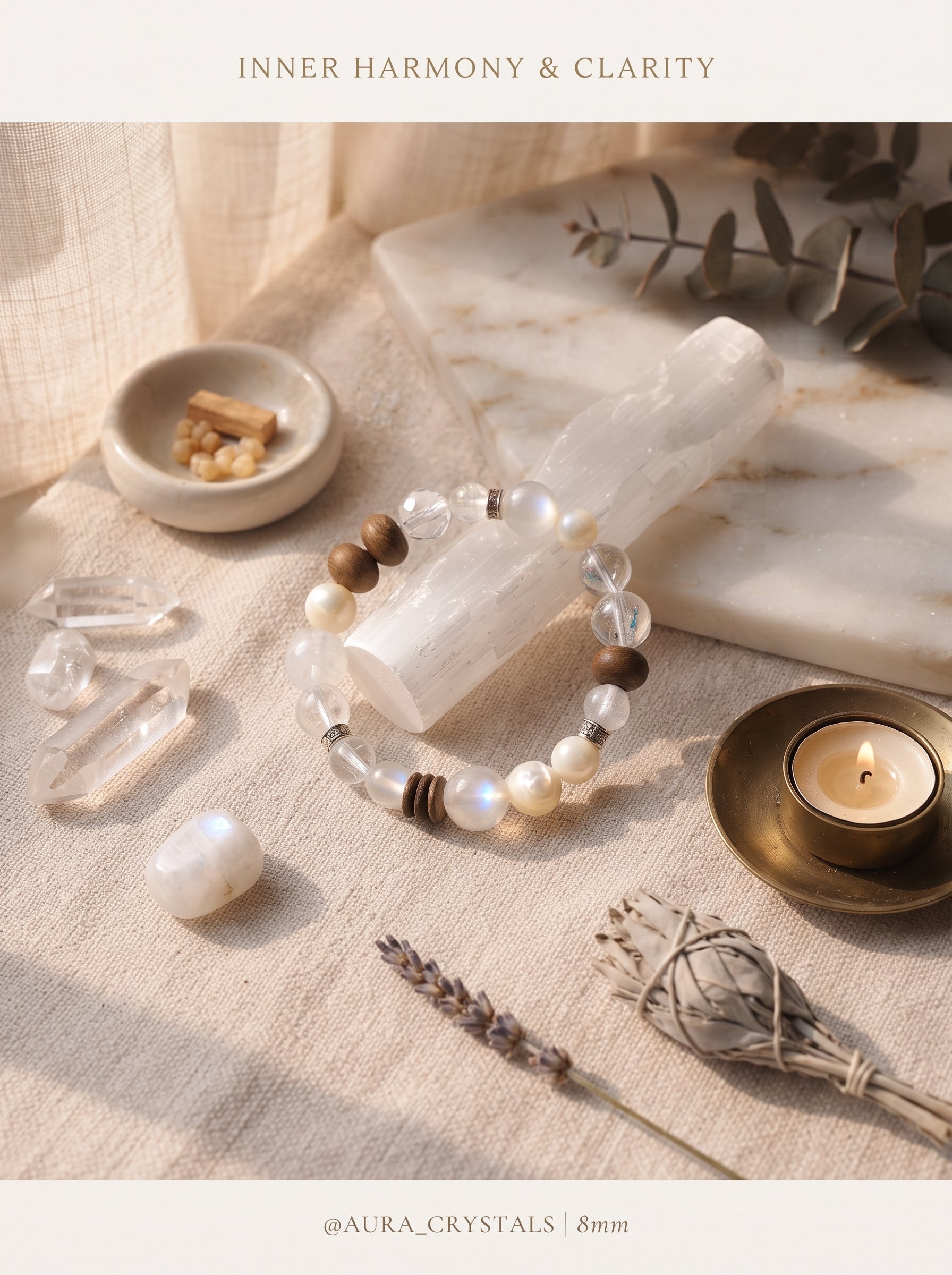 "Five Elements: Metal" Premium Azeztulite White Quartz Bracelet: Intercept Digital Static, Purify Aura Leakage & Guarantee Executive Security