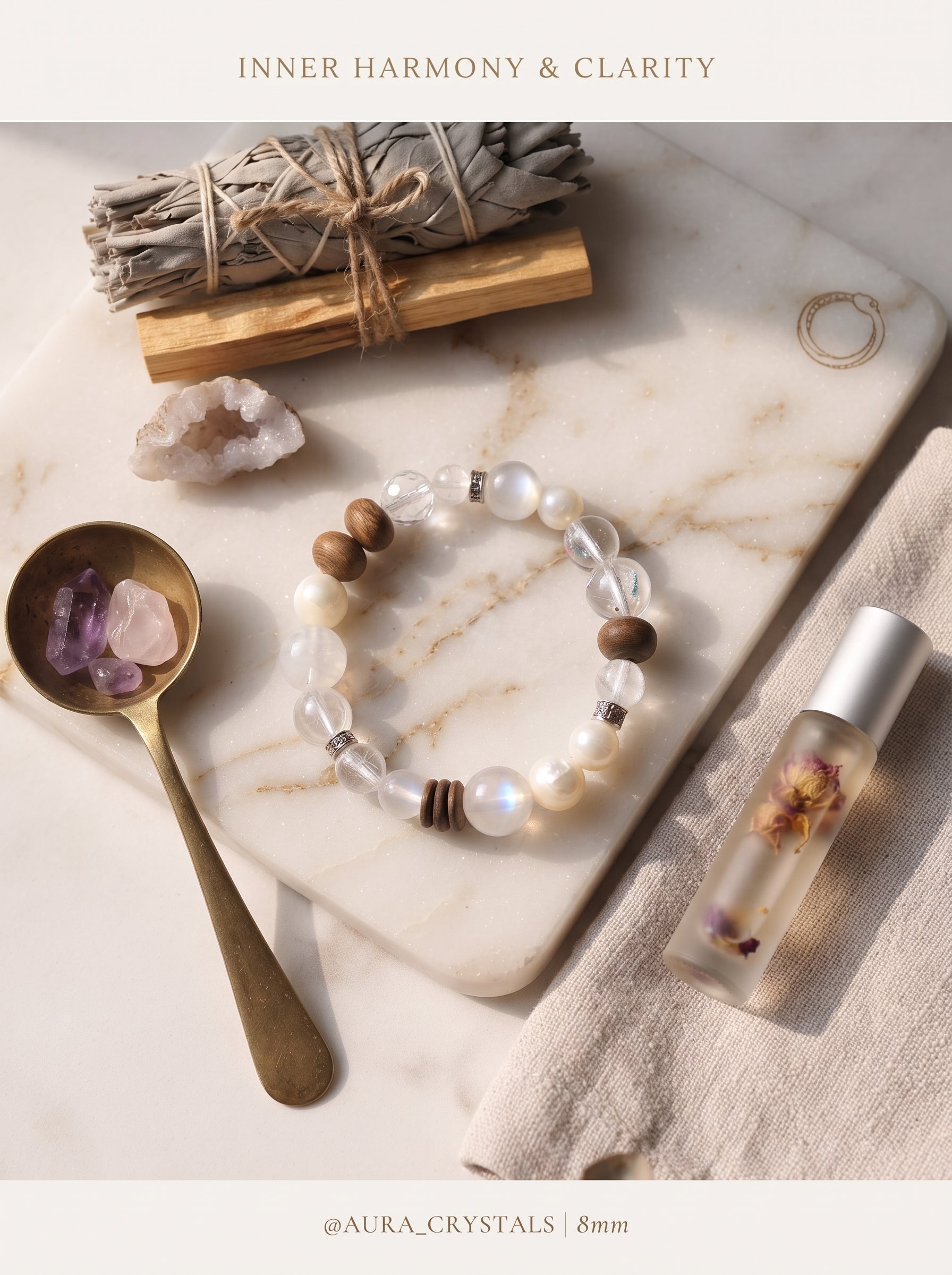 "Five Elements: Metal" Premium Azeztulite White Quartz Bracelet: Intercept Digital Static, Purify Aura Leakage & Guarantee Executive Security