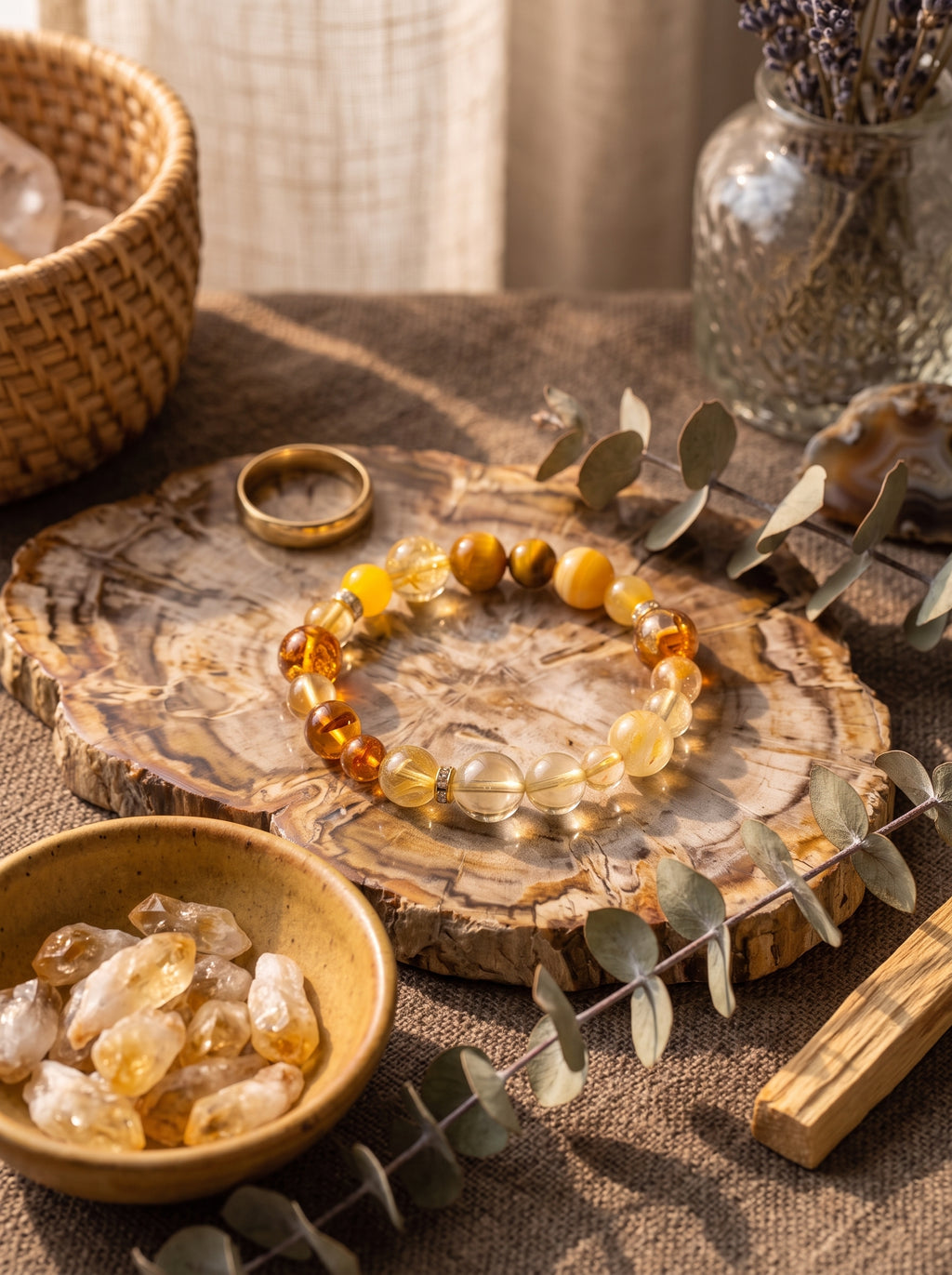 "Five Elements: Earth" Natural Citrine Bracelet: Stimulate Solar Plexus Abundance, Eradicate Scarcity Fear & Master Precision Investment