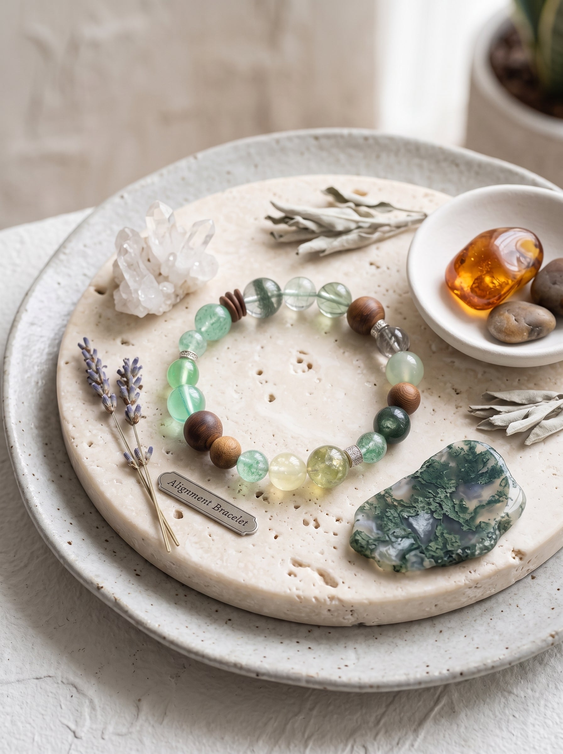 "Five Elements: Wood" Green Phantom Quartz Bracelet: Tiered Mountain Matrix for Breaking Scaling Plateaus and Manifesting Enterprise Wealth