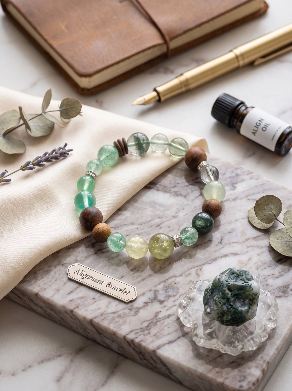 "Five Elements: Wood" Green Phantom Quartz Bracelet: Tiered Mountain Matrix for Breaking Scaling Plateaus and Manifesting Enterprise Wealth