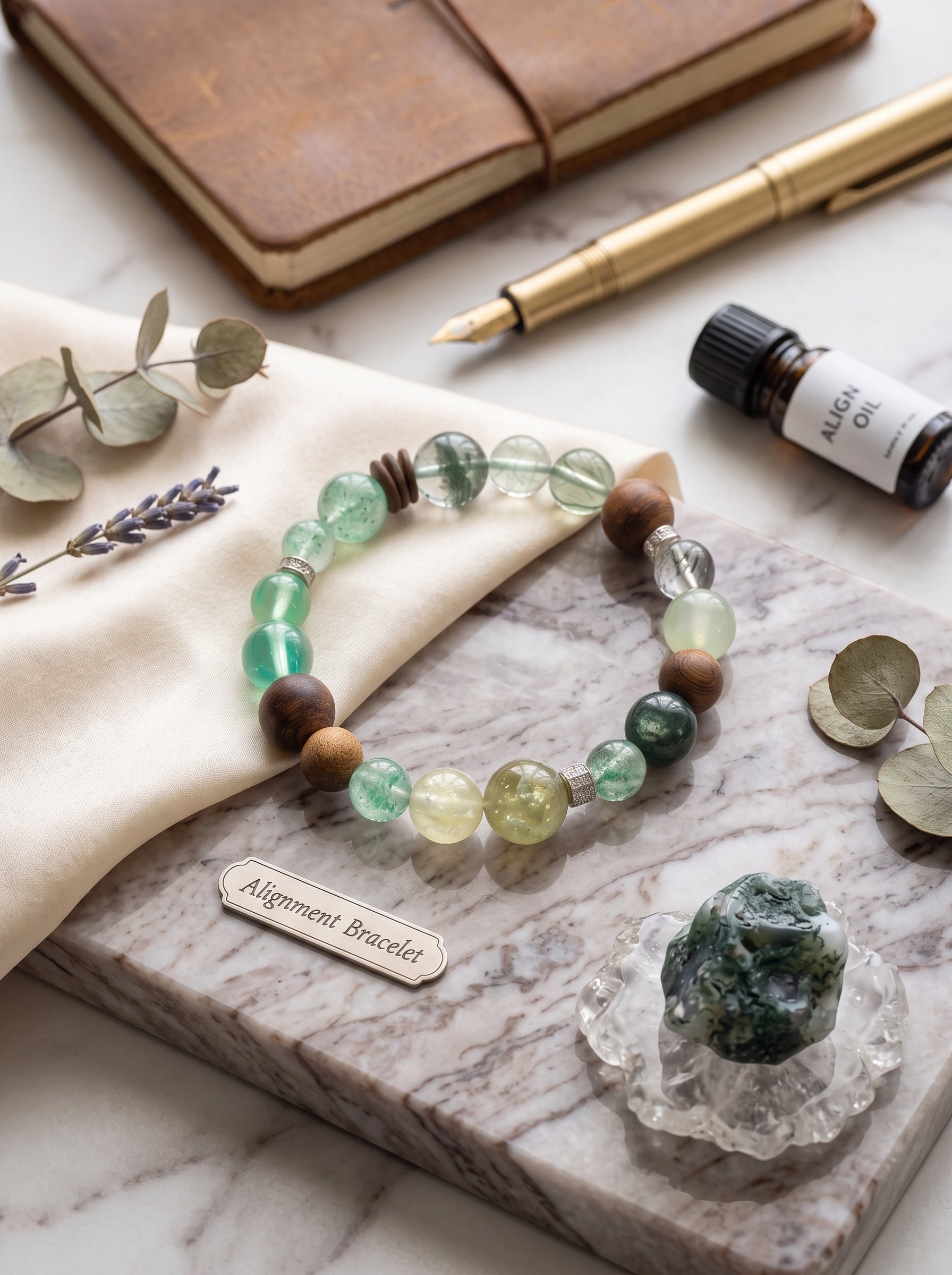 "Five Elements: Wood" Green Phantom Quartz Bracelet: Tiered Mountain Matrix for Breaking Scaling Plateaus and Manifesting Enterprise Wealth