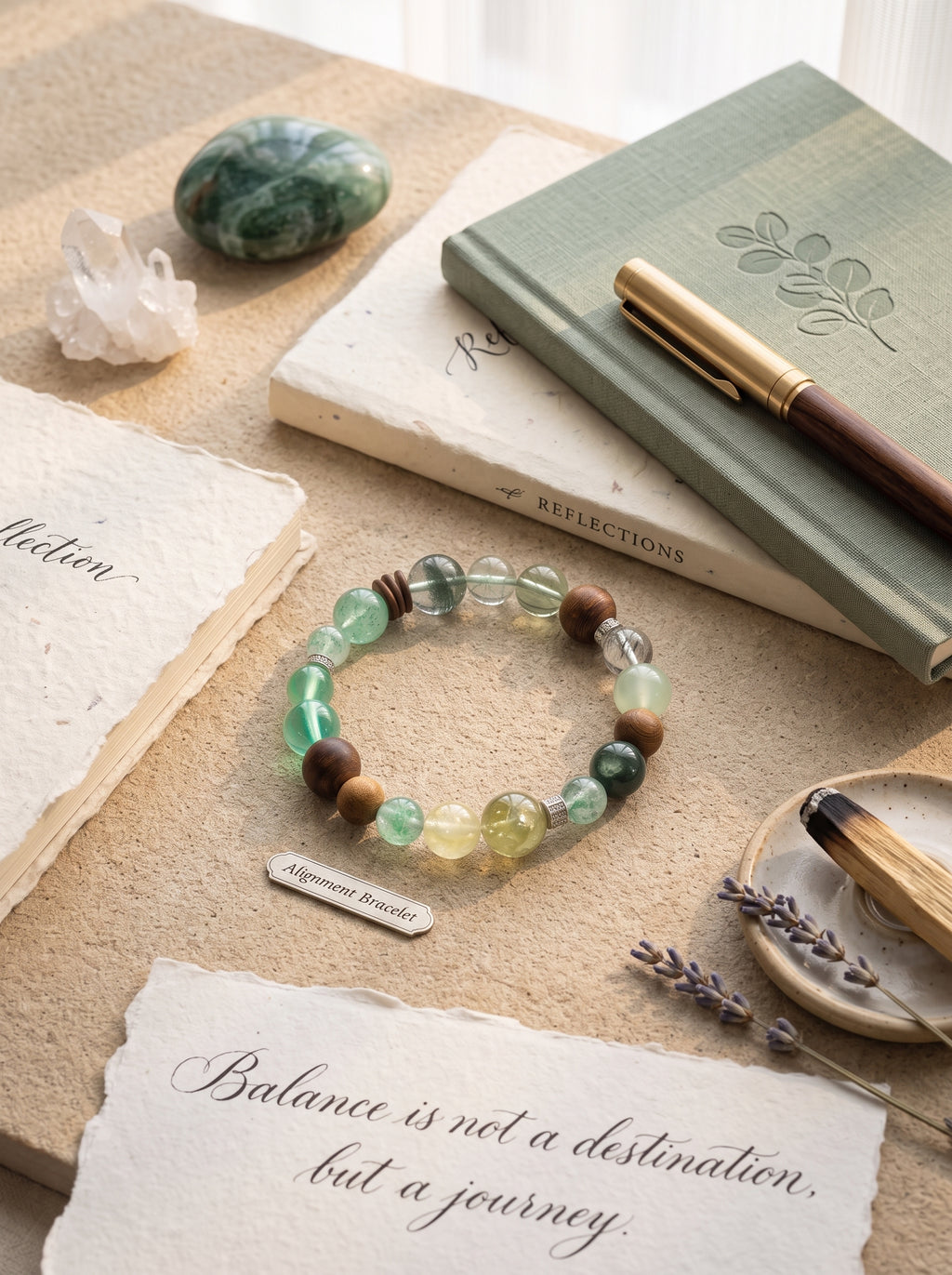 "Five Elements: Wood" Green Phantom Quartz Bracelet: Tiered Mountain Matrix for Breaking Scaling Plateaus and Manifesting Enterprise Wealth
