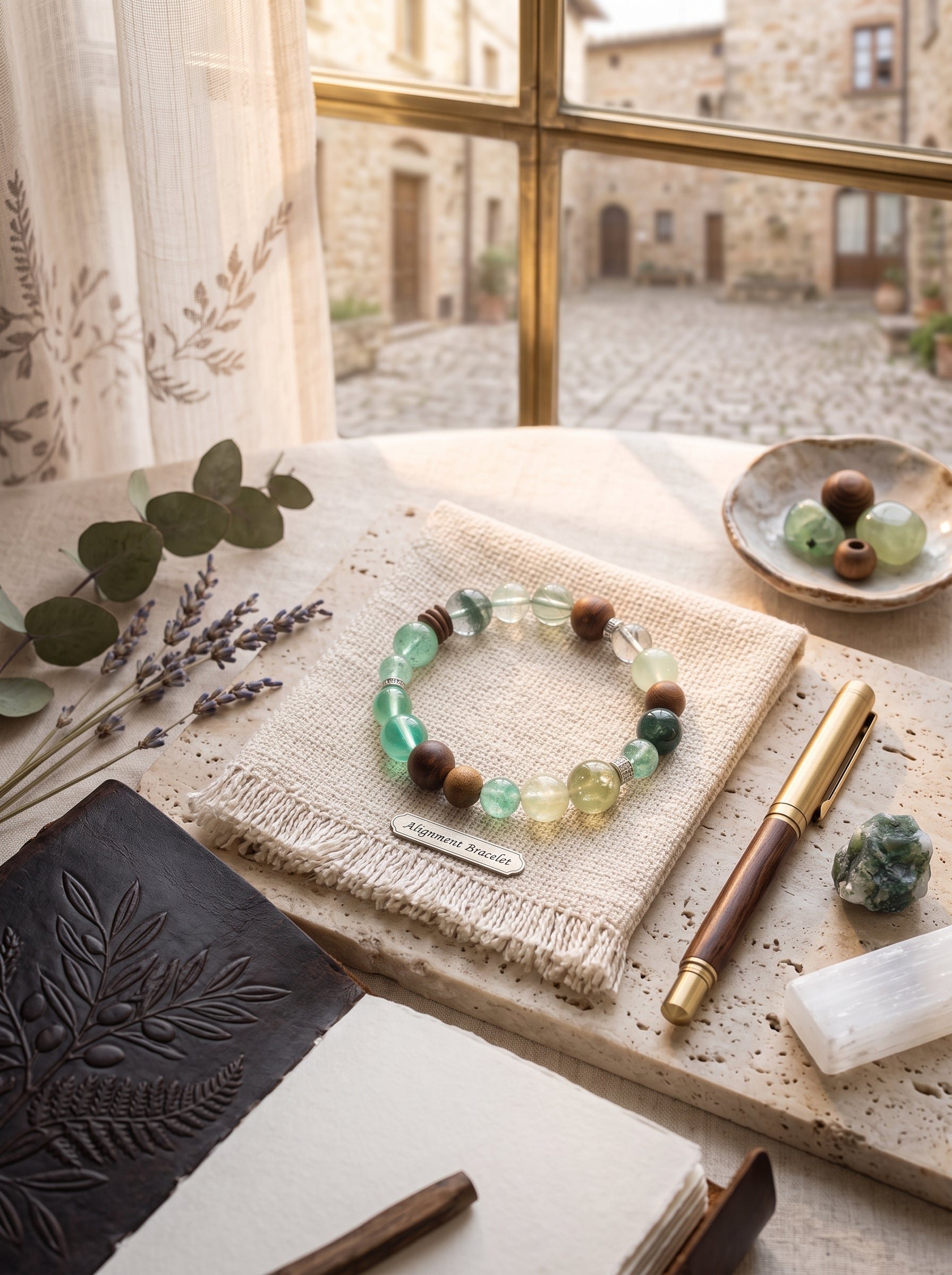"Five Elements: Wood" Green Phantom Quartz Bracelet: Tiered Mountain Matrix for Breaking Scaling Plateaus and Manifesting Enterprise Wealth