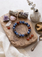 🪵The Resonance of Quiet Depth | Natural Kyanite, Rabbit-Hair Quartz & Agarwood Beaded Bracelet