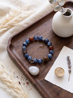 🪵The Resonance of Quiet Depth | Natural Kyanite, Rabbit-Hair Quartz & Agarwood Beaded Bracelet