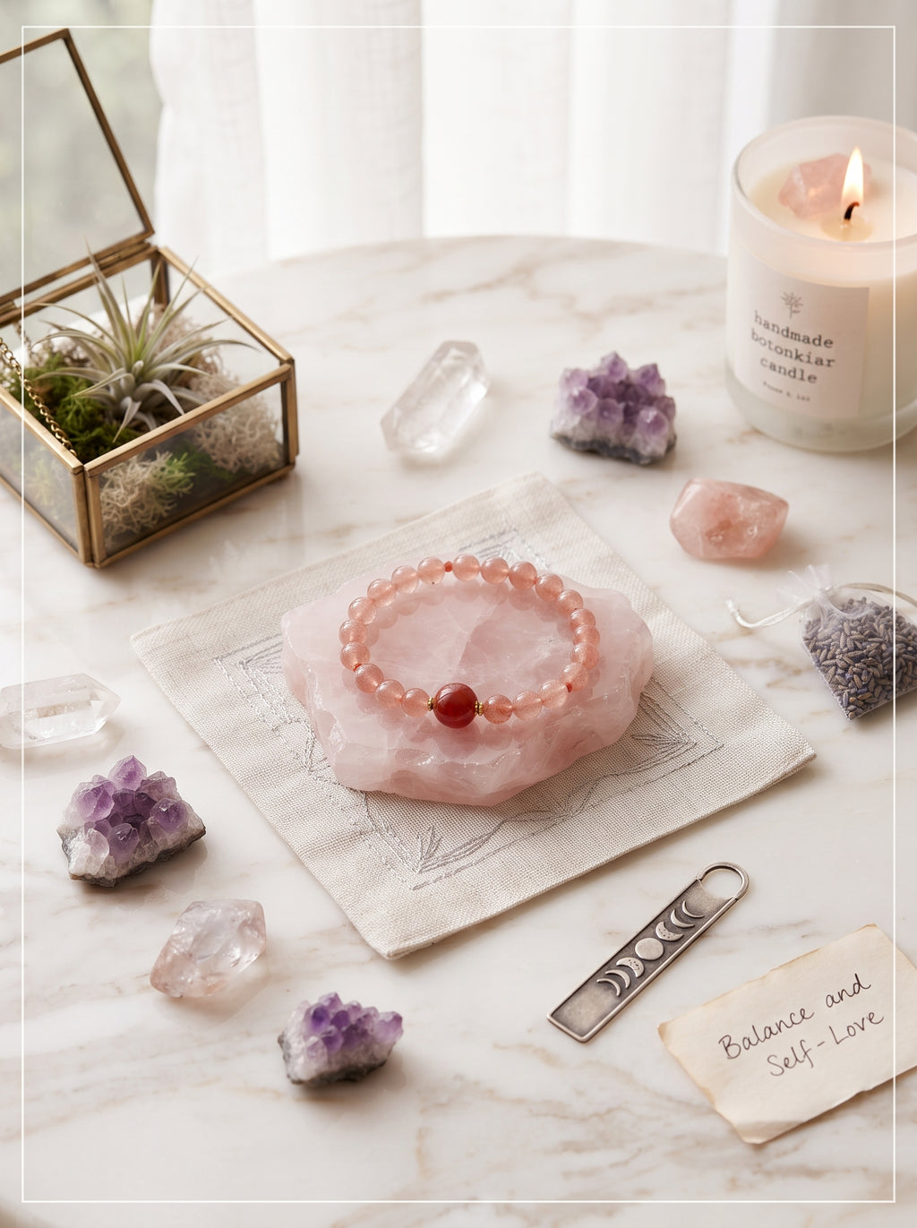 ❤️ The Resonance of Kinetic Grace | Natural Southern Red Agate & Pale Pink Chalcedony Beaded Bracelet