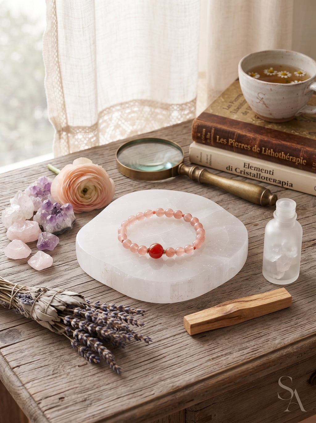 ❤️ The Resonance of Kinetic Grace | Natural Southern Red Agate & Pale Pink Chalcedony Beaded Bracelet