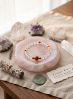 ❤️  Understanding the Crown & Root Chakra | Natural Clear Quartz & Carnelian Beaded Bracelet