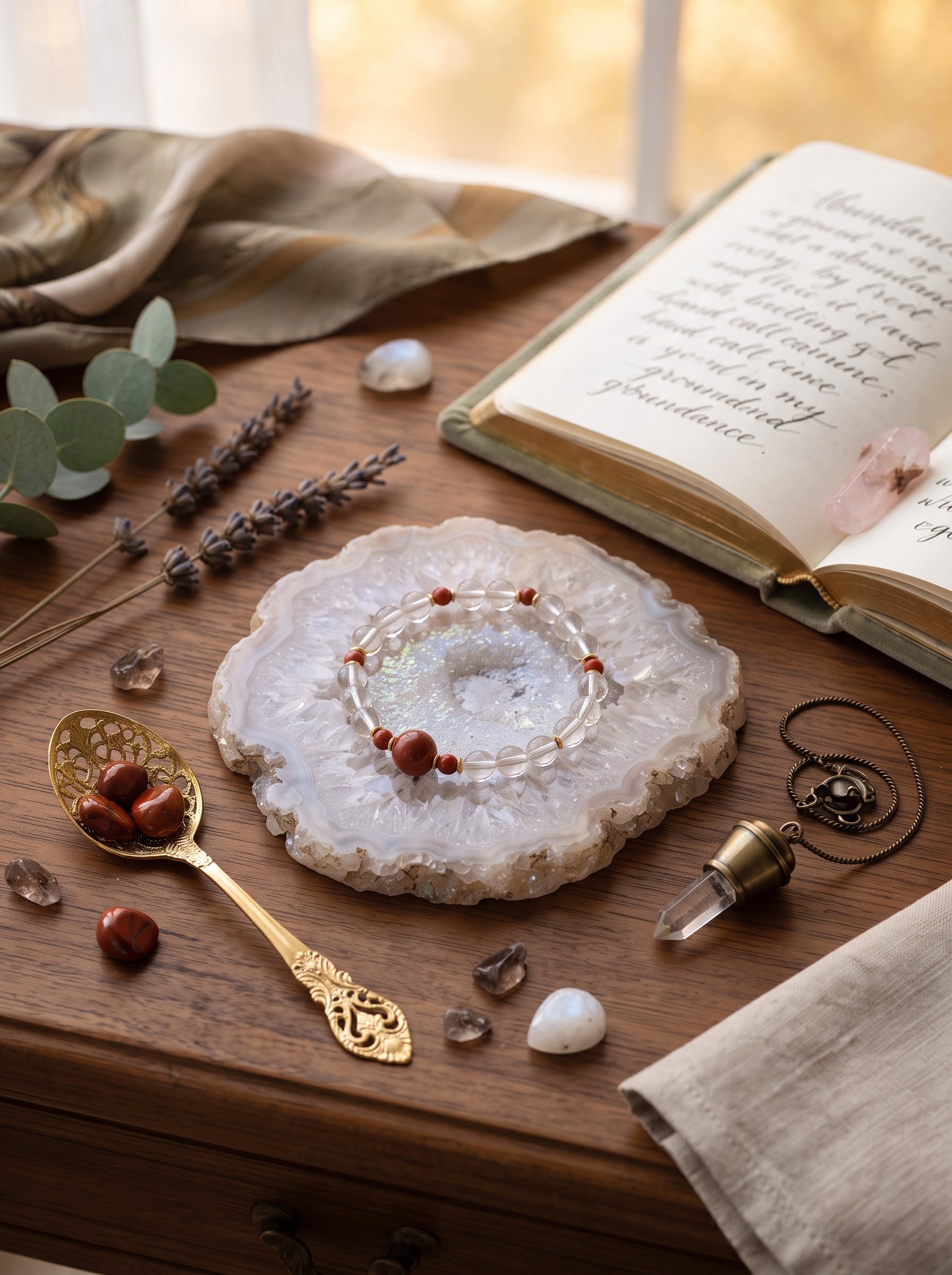 ❤️  Understanding the Crown & Root Chakra | Natural Clear Quartz & Carnelian Beaded Bracelet