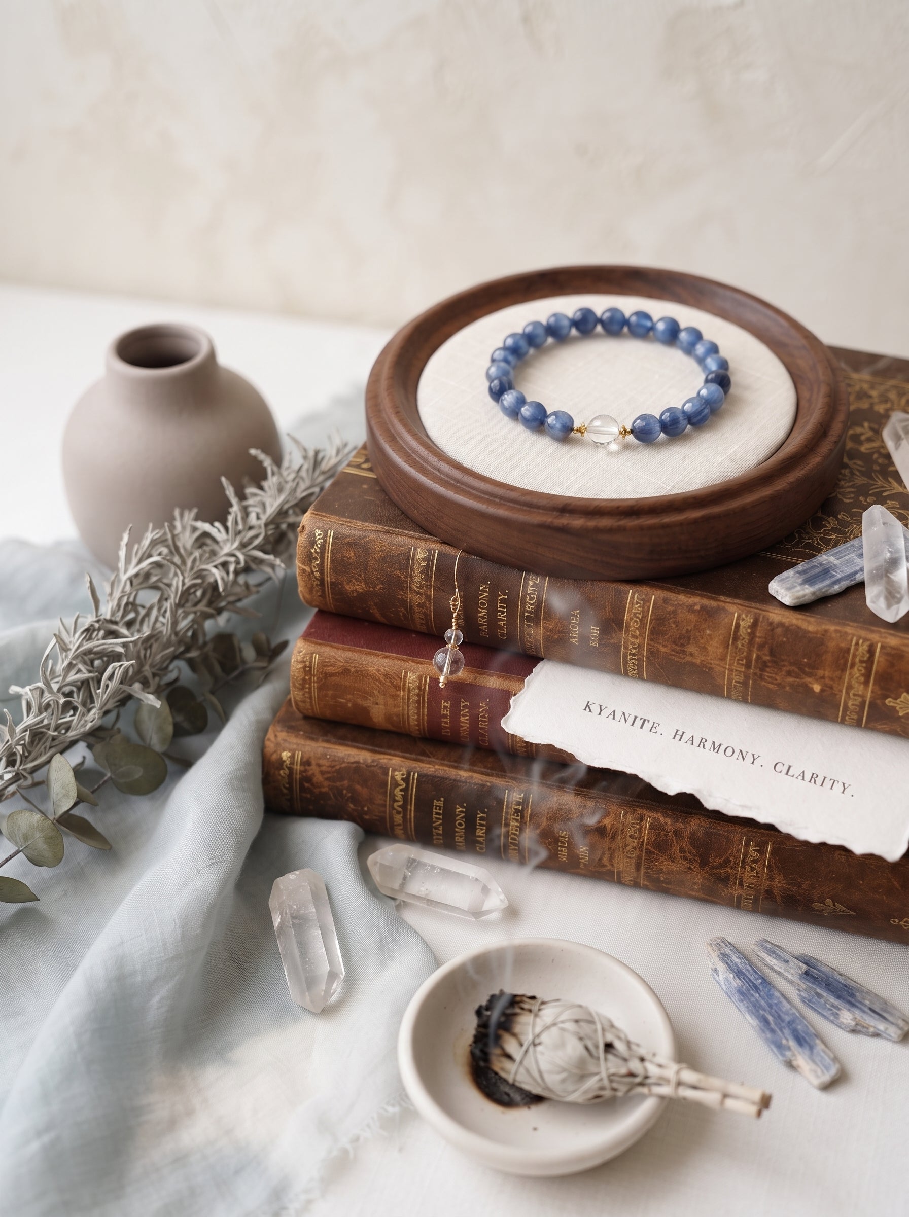 💙 The Resonance of Lunisolar Light | Natural Clear Quartz & Blue Moonstone Beaded Bracelet