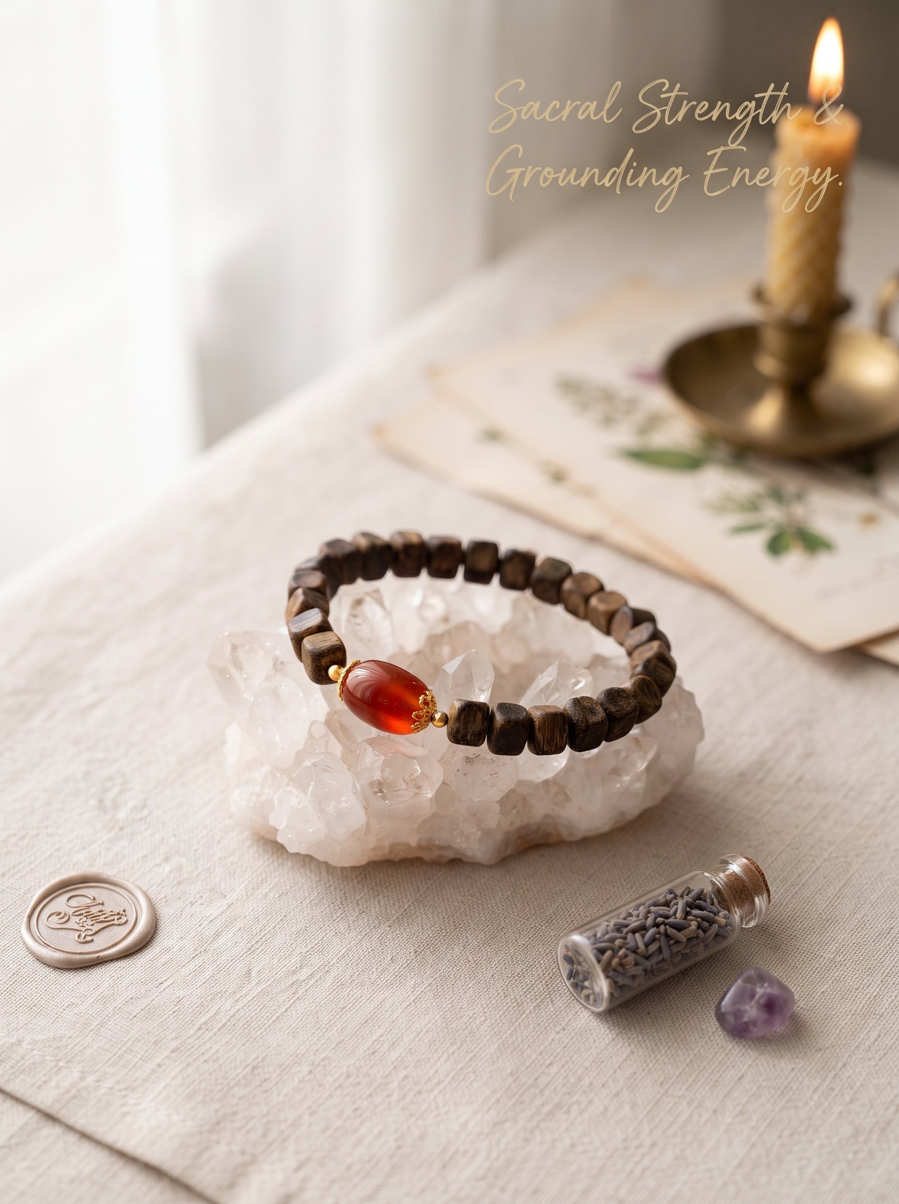 ❤️ The Embers of Sovereignty | Ultra-Premium Wild Kinam Agarwood & Flame Southern Red Agate Beaded Bracelet