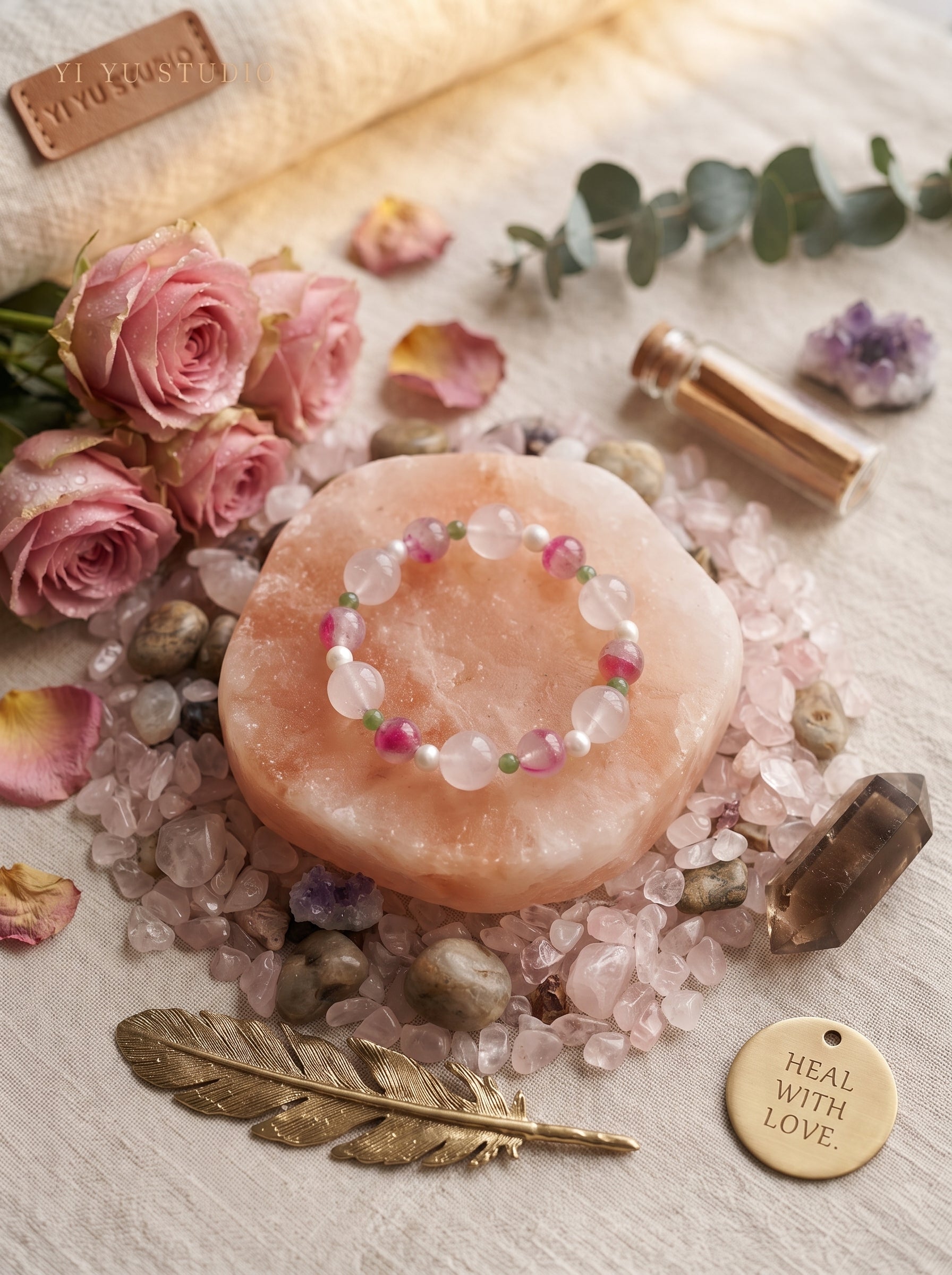 🌸The Synthesis of Gentle Power | Rose Quartz, Freshwater Pearl, Rhodonite & Jasper Beaded Bracelet
