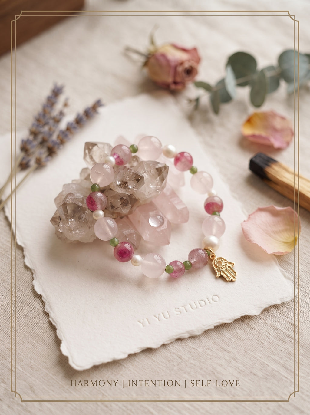 🌸The Synthesis of Gentle Power | Rose Quartz, Freshwater Pearl, Rhodonite & Jasper Beaded Bracelet
