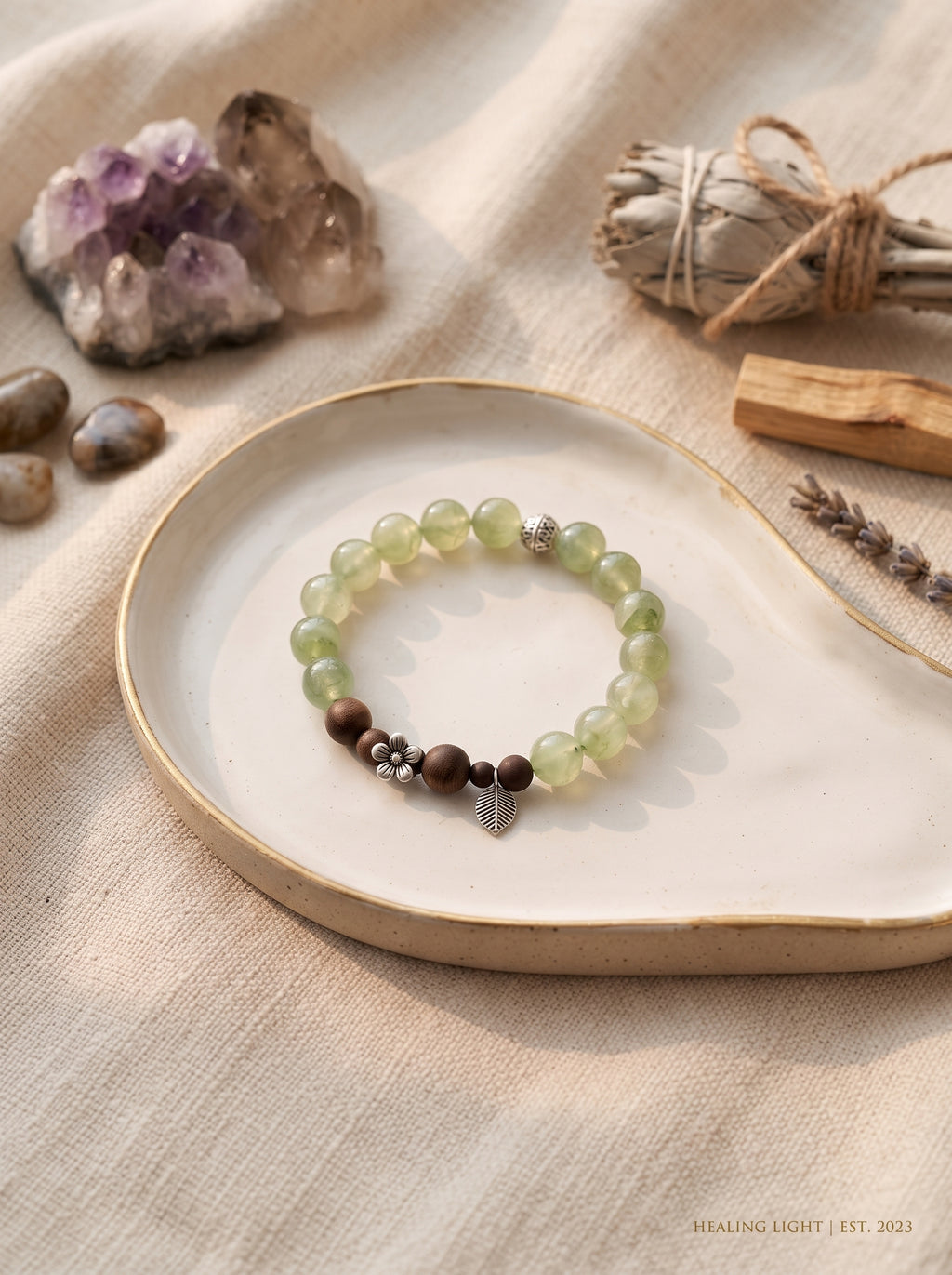 🪵 The Resonance of Sovereign Growth | Natural Green Rutilated Quartz & Agarwood Beaded Bracelet