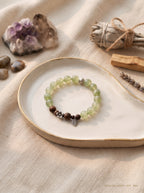 🪵 The Resonance of Sovereign Growth | Natural Green Rutilated Quartz & Agarwood Beaded Bracelet