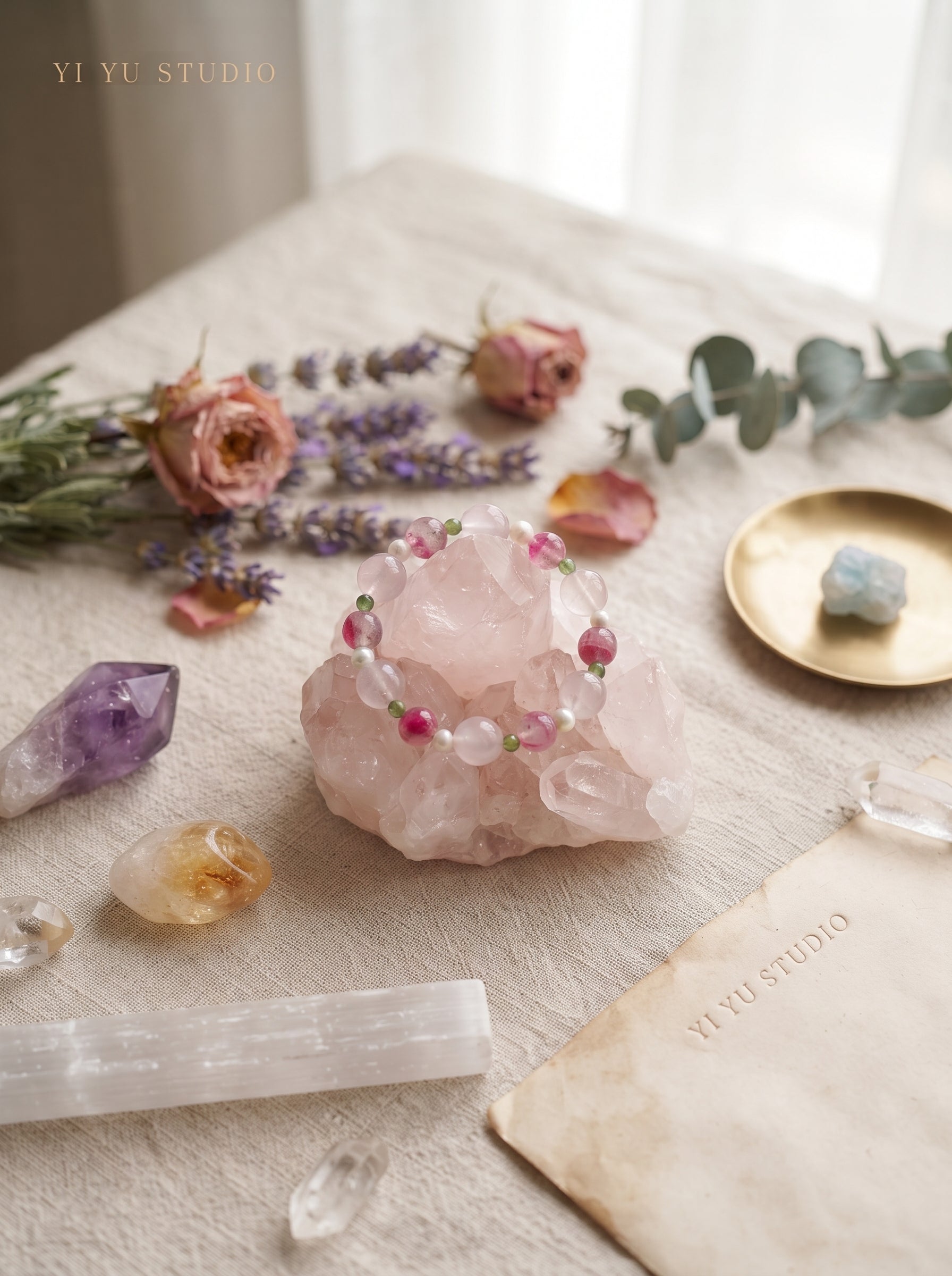 🌸The Synthesis of Gentle Power | Rose Quartz, Freshwater Pearl, Rhodonite & Jasper Beaded Bracelet