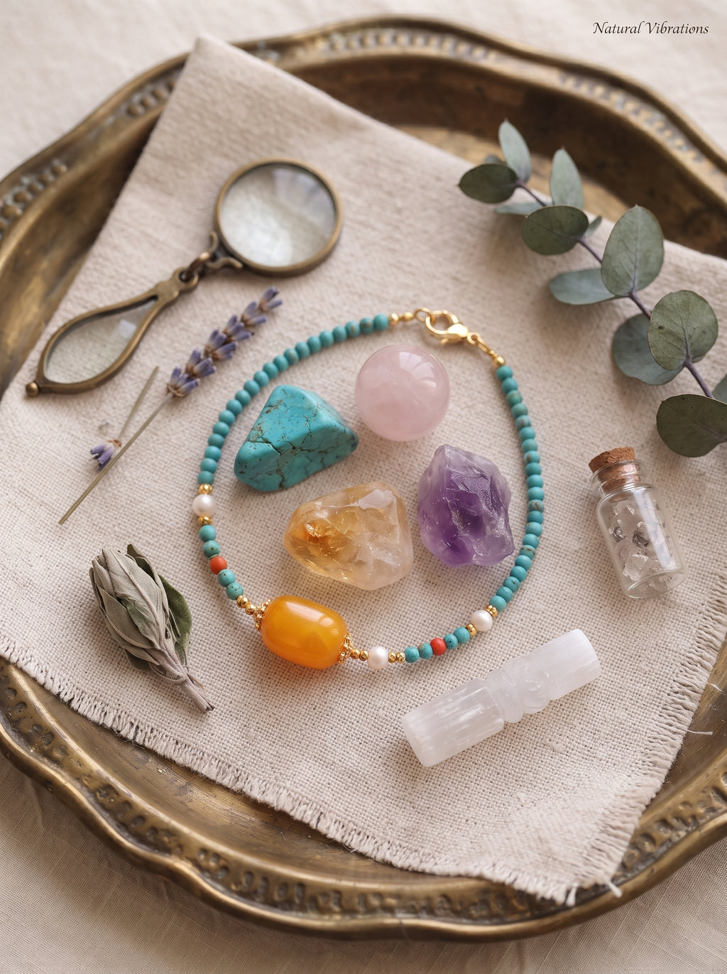 The Resonance of Primal Balance | Natural Baltic Amber & Turquoise Beaded Bracelet