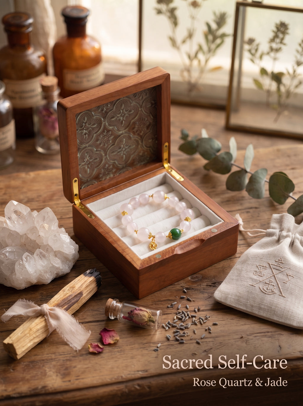🤍🌸 The Resonance of Quiet Softness | Natural Clear Quartz & Pale Pink Hetian Jade Beaded Bracelet