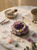 🤍 The Meadow Cream | Natural Morganite, Prehnite & Creamy Milky Quartz Beaded Bracelet