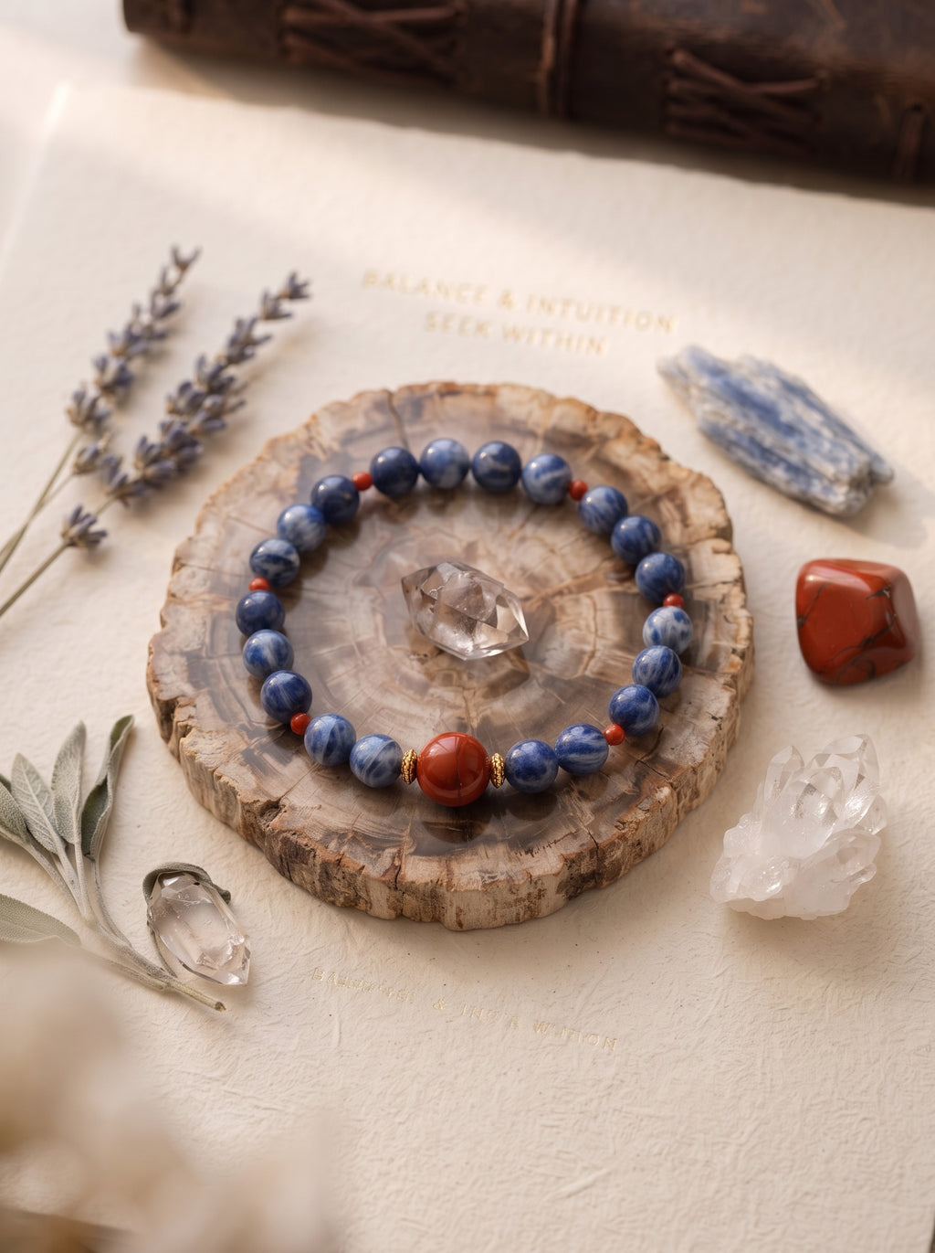The Resonance of Sovereign Pulse | Cat's Eye Kyanite & Southern Red Agate Beaded Bracelet