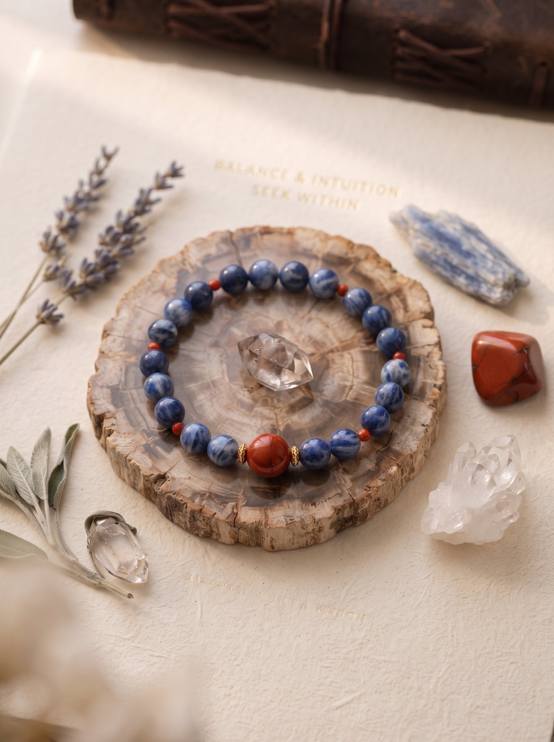 The Resonance of Sovereign Pulse | Cat's Eye Kyanite & Southern Red Agate Beaded Bracelet