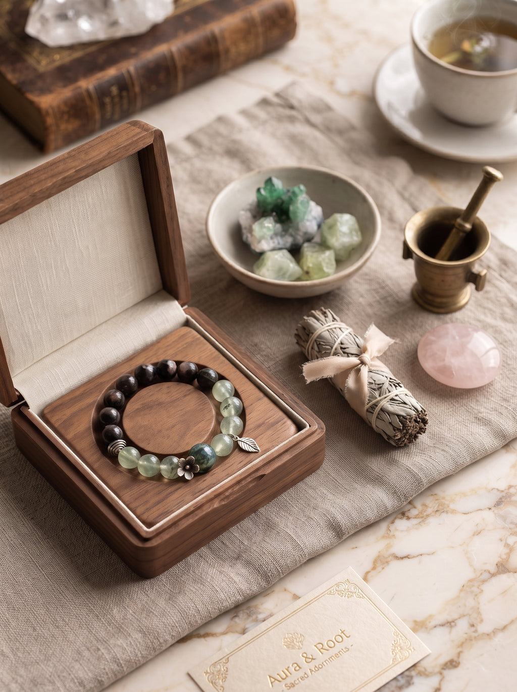 The Resonance of Sovereign Shield | Natural Charoite, Obsidian & Green Rutilated Quartz Beaded Bracelet
