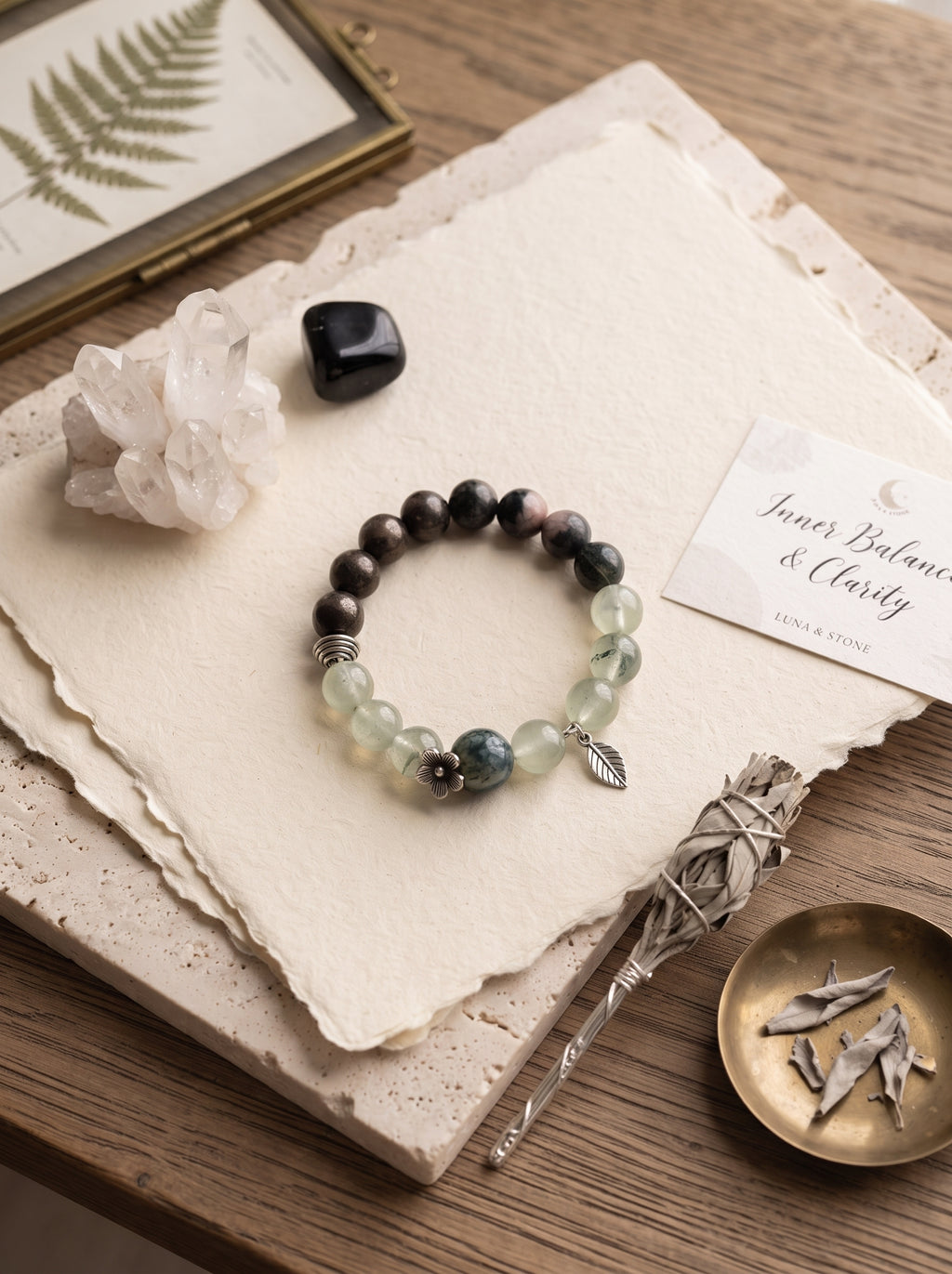 The Resonance of Sovereign Shield | Natural Charoite, Obsidian & Green Rutilated Quartz Beaded Bracelet