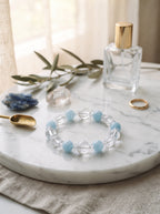 Clear Quartz & Aquamarine Beaded Bracelet | The Water Phase
