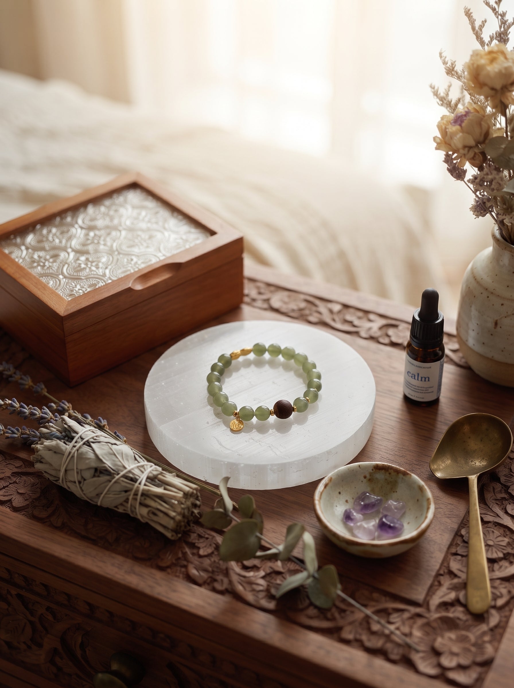 🤎  The Sovereign Stillness | Natural Hetian Jade & Agarwood Beaded Bracelet