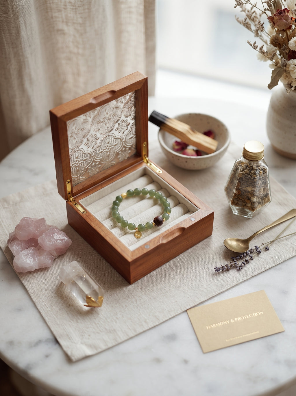 🤎  The Sovereign Stillness | Natural Hetian Jade & Agarwood Beaded Bracelet