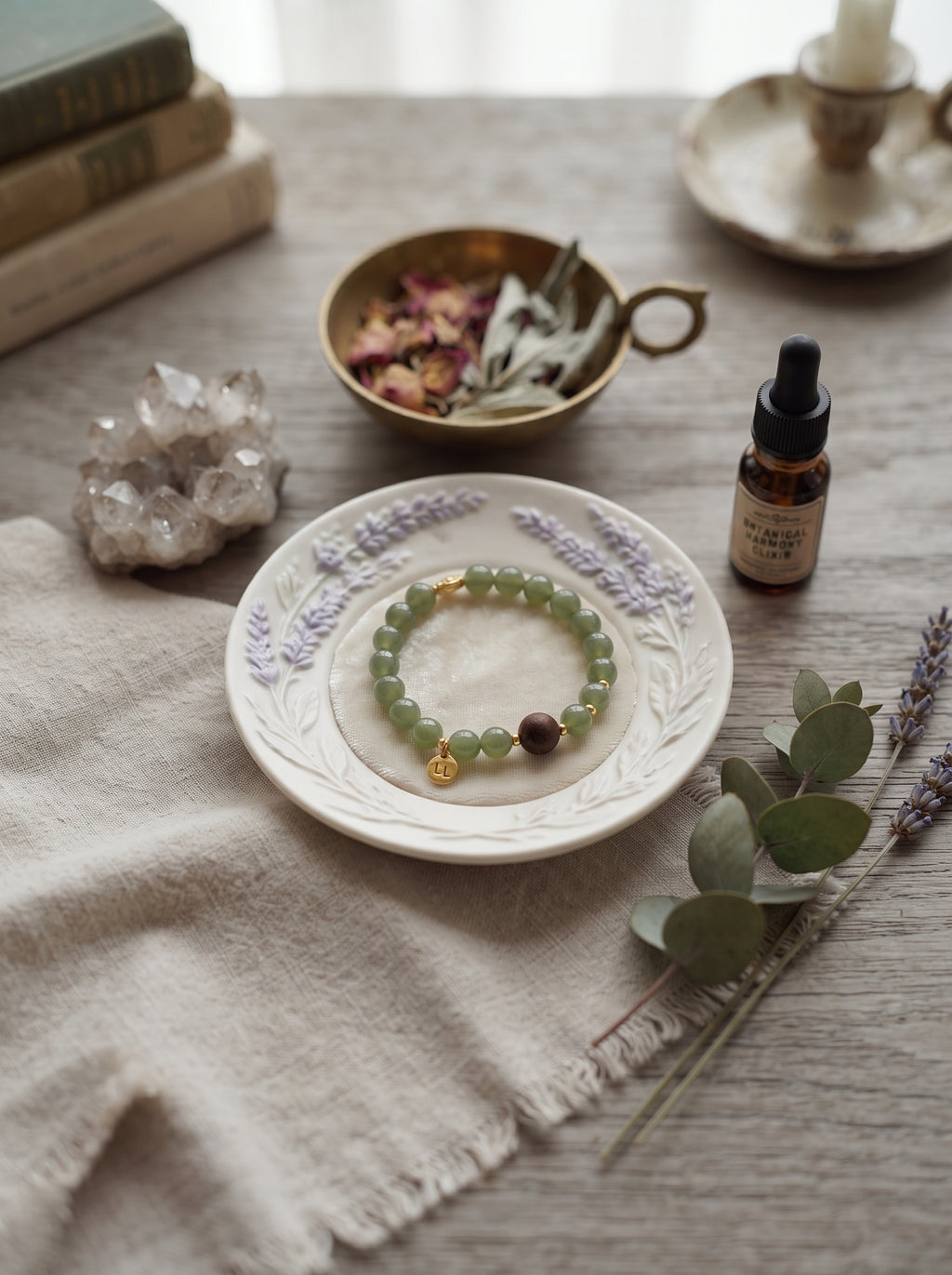 🤎  The Sovereign Stillness | Natural Hetian Jade & Agarwood Beaded Bracelet