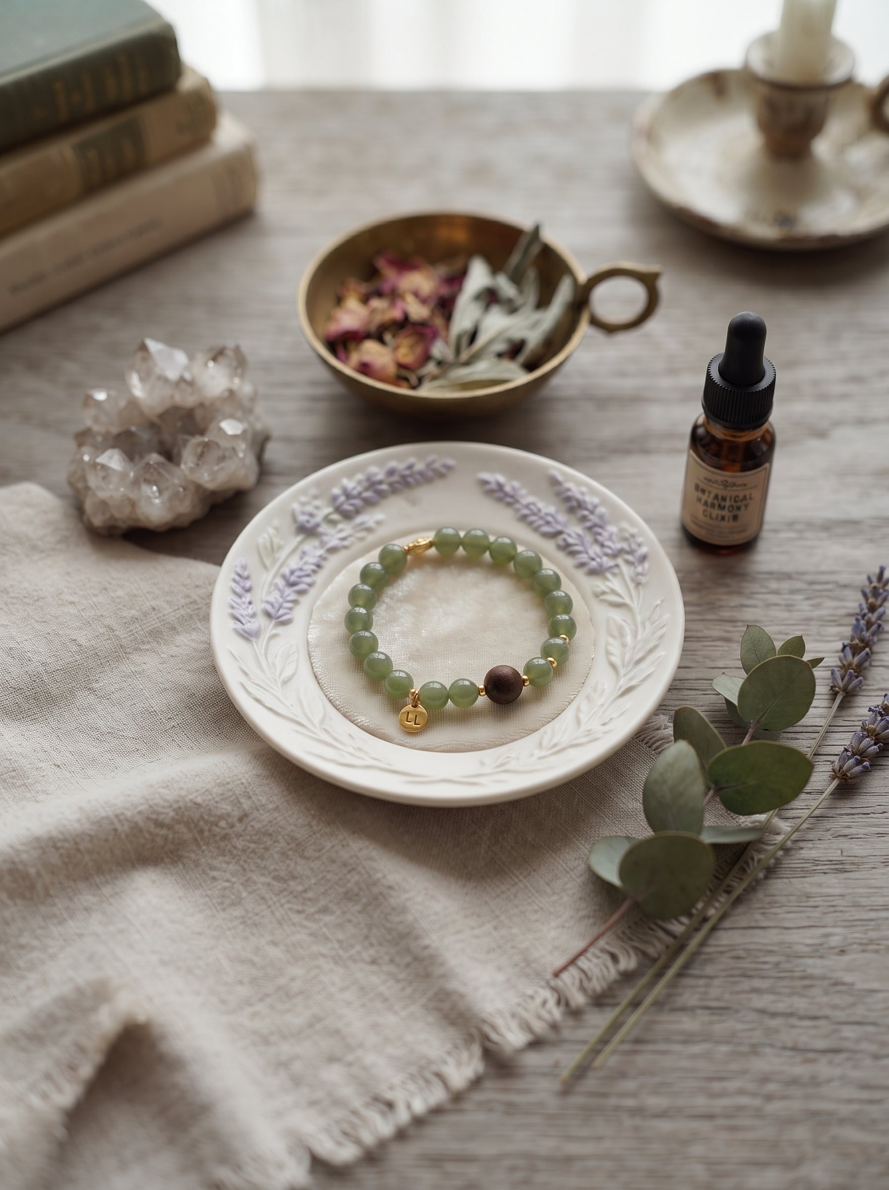 🤎  The Sovereign Stillness | Natural Hetian Jade & Agarwood Beaded Bracelet
