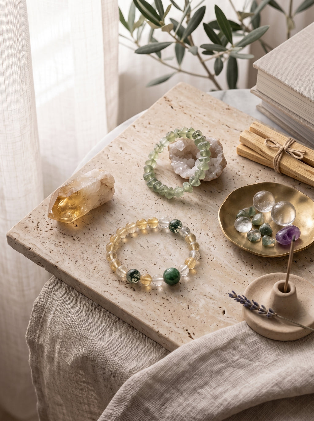 "Sovereign Wealth Matrix" Natural Citrine and Green Phantom Quartz Bracelet: Dual Alignment of Solar Plexus & Heart Chakra for Scaling & Arbitrage